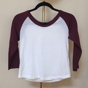 Brandy Melville Quarter Sleeve Maroon Top